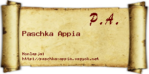 Paschka Appia névjegykártya